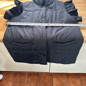 Black Puffer Vest with Ruffle Sleeves NWOT